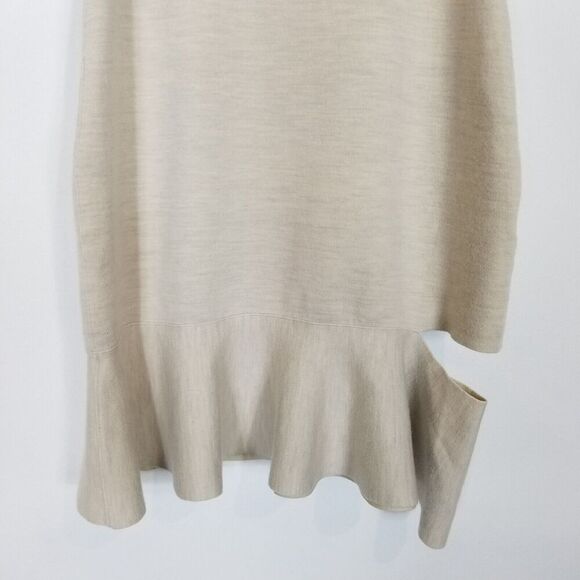 Burberry Women' Oatmeal Saadia Peplum Mini Dress Sz S Wool Blend Designer Party - Picture 3 of 8